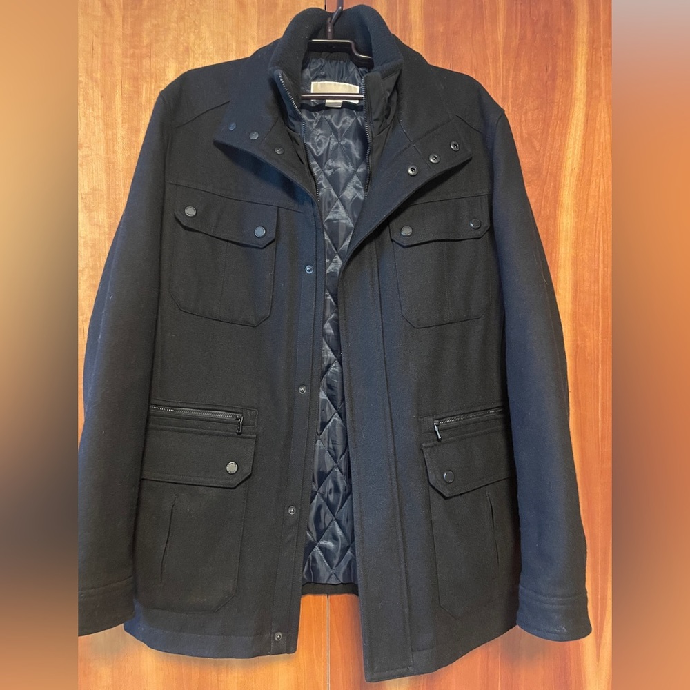 Michael Kors insulated black wool coat